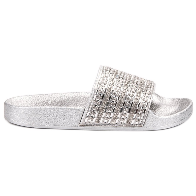 Queen Vivi Pantoufles Avec Cristaux gris