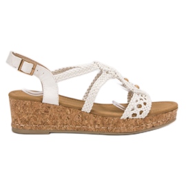SHELOVET sandales tressées bohème blanc