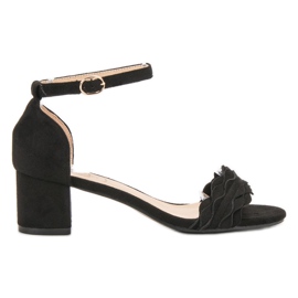 SHELOVET Sandales classiques à volants noir