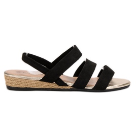 Fama Sandales en daim avec une bande élastique noir