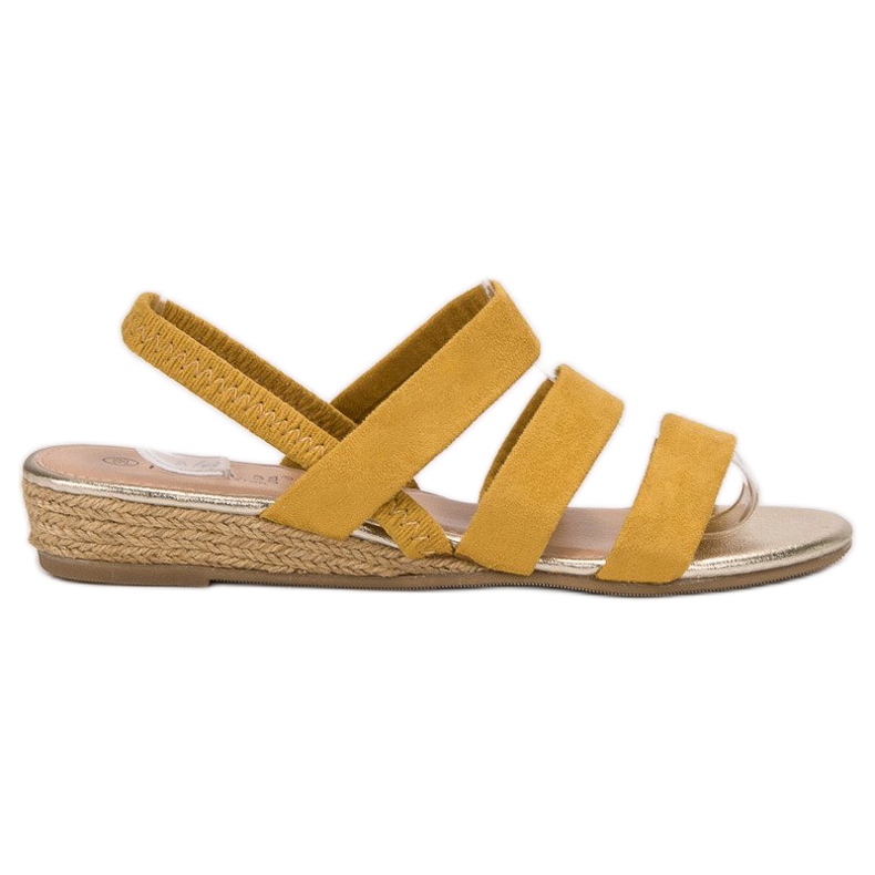 Fama Sandales en daim avec une bande élastique jaune