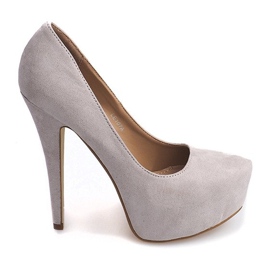 Talons en daim sur la plate-forme grise LE107A Talons en daim sur la plate-forme grise LE107A