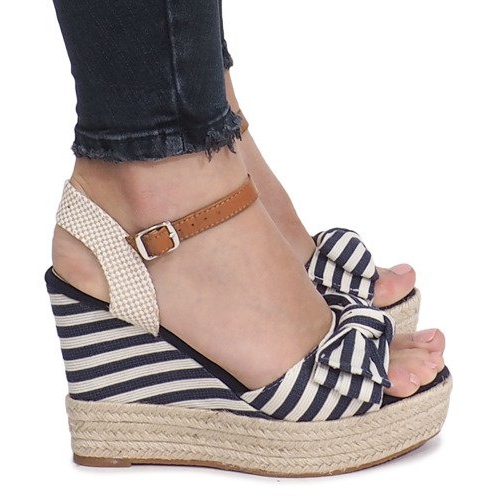 Sandales compensées marin avec espadrilles Blue Sea bleu