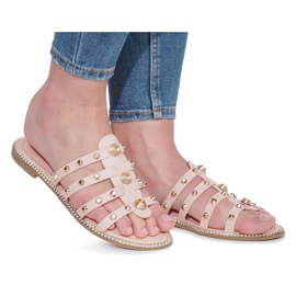 Chaussons roses à clous Rabelle beige