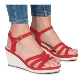 Sandales compensées Glavel rouges