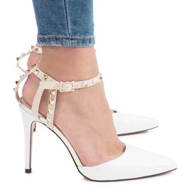 Escarpins laqués blancs avec clous Behati jaune