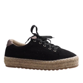 Espadrilles noires à lacets BB01P