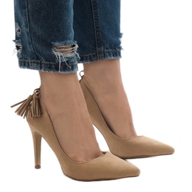 Escarpins D-10 en daim camel brun