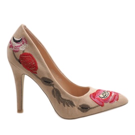 Escarpins en daim beige 9053-14
