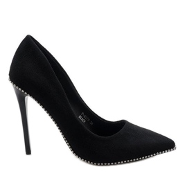 Escarpins en daim noir P-6378 le noir