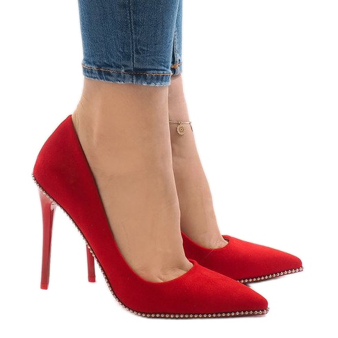 Escarpins en daim rouge P-6378