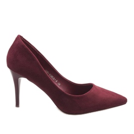 Escarpins classiques en daim marron 100-828ES-1 rouge