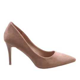 Escarpins classiques en daim rose 100-828ES-1