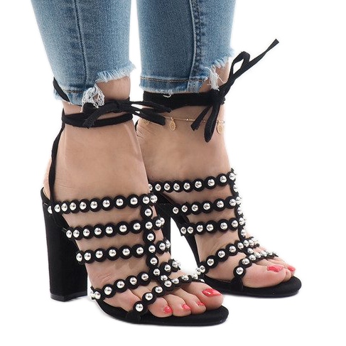 Sandales noires sur le poteau B-65 le noir Sandales noires sur le poteau B-65 le noir