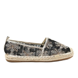 Espadrilles noires ajourées à fleurs 68-118 le noir