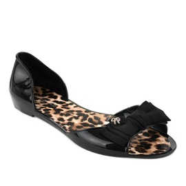 Ballerines en caoutchouc mélisse noir avec nœud DD506-1