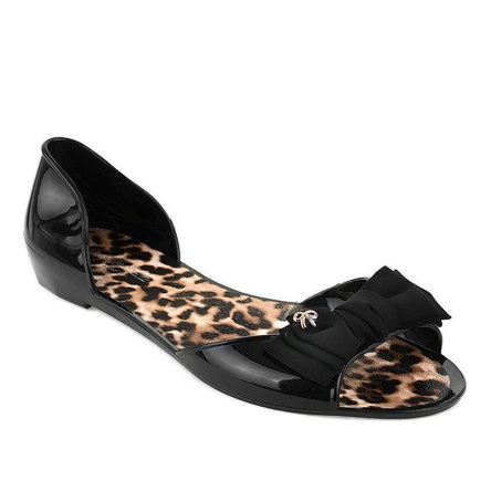 Ballerines en caoutchouc mélisse noir avec nœud DD506-1 le noir
