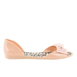 Ballerines en caoutchouc mélisse beige avec un nœud DD506-2