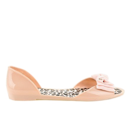 Ballerines en caoutchouc mélisse beige avec un nœud DD506-2