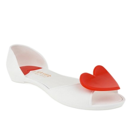 Ballerines en caoutchouc mélisse blanche avec un cœur KM121-15