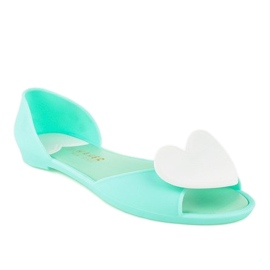 Ballerines en caoutchouc meliski vertes avec un coeur KM121-14