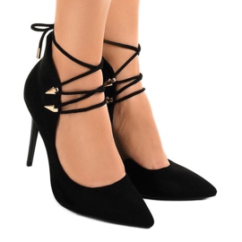 Escarpins noirs sur épingle noué 6251-P
