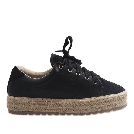Espadrilles noires à lacets LX-07 le noir