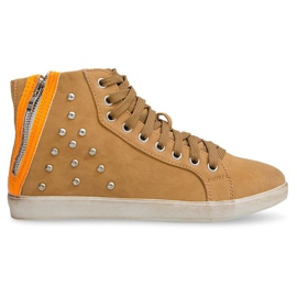Sneakers Hautes Avec Clous 6573 Camel brun multicolore