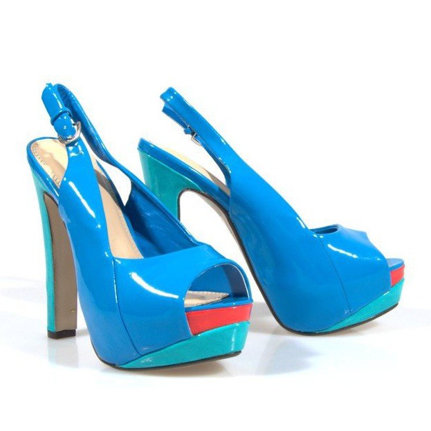 Escarpins Sandales Sur La Plateforme Bleue A8030