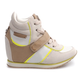Baskets compensées à la mode JT4 Beige