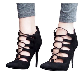 Sandales Bottes Hautes En Daim 11033-1A Noir le noir