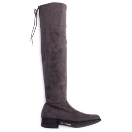 Bottines Hautes En Daim Lycra 3037 Gris