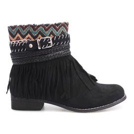 Bottes chaudes Boho Fringes LL51 Noir le noir