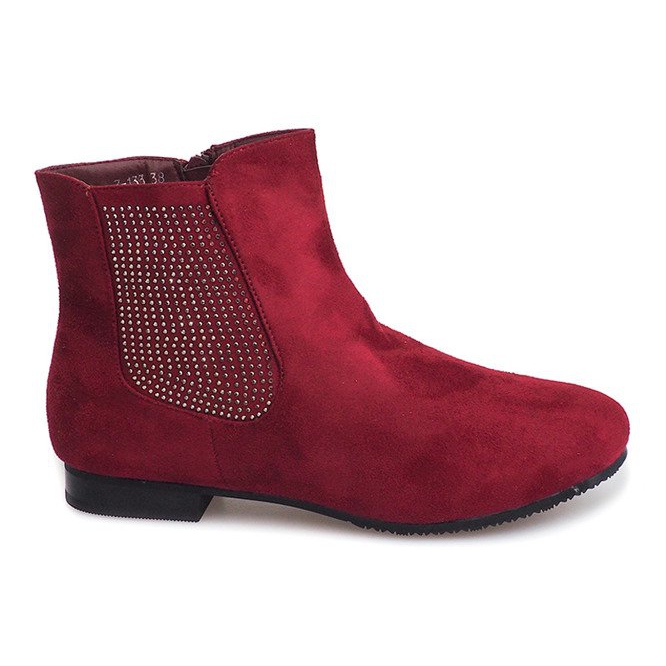 Bottines Daim Jodhpur 7-133 Bordeaux rouge