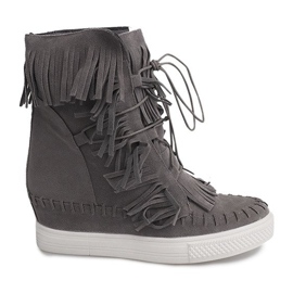 Baskets Compensées À Franges Boho 7A1453 Gris
