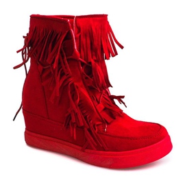Baskets Compensées À Franges Boho 881-2 Rouge