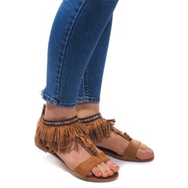 Sandales Boho 8-9 en daim camel brun