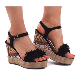 Sandales Compensées Espadrilles FY8288 Noir