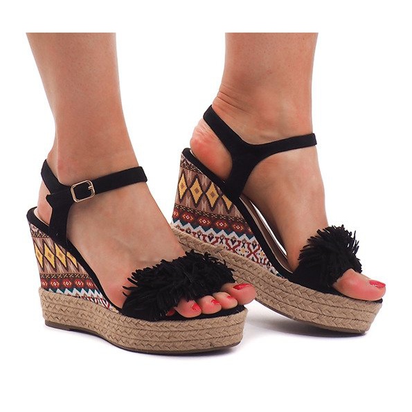 Sandales Compensées Espadrilles FY8288 Noir le noir