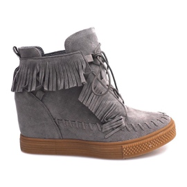Baskets Compensées À Franges Boho F3 Gris