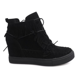 Baskets Compensées À Franges Boho F3 Noir le noir