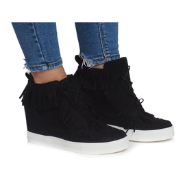 Baskets Compensées Avec Franges Boho AT-0613-1 Noir le noir