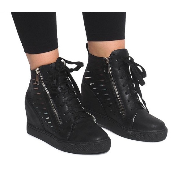 Baskets Compensées Ajourées HQ881 Noir le noir