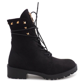 Trappeurs décorés en daim H99-17 Noir