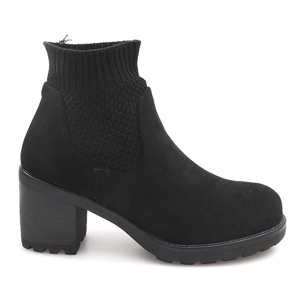 Bottes Chaudes Sur Un Talon Chaussette D2130 Noir le noir