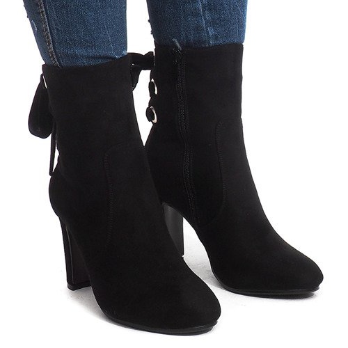 Bottines en daim à talon 16091-11 Noir le noir