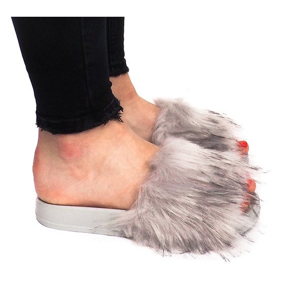 Chaussons Avec Fourrure HN51-5 Gris Chaussons Avec Fourrure HN51-5 Gris