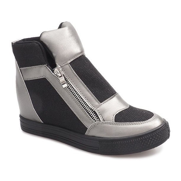 Baskets compensées TL020-3 le noir gris