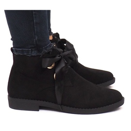 Bottines et Nœuds en Daim C-15 Noir le noir