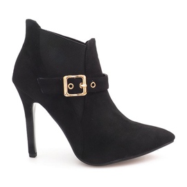 Bottines À Talons Hauts En Daim PK097 Noir le noir